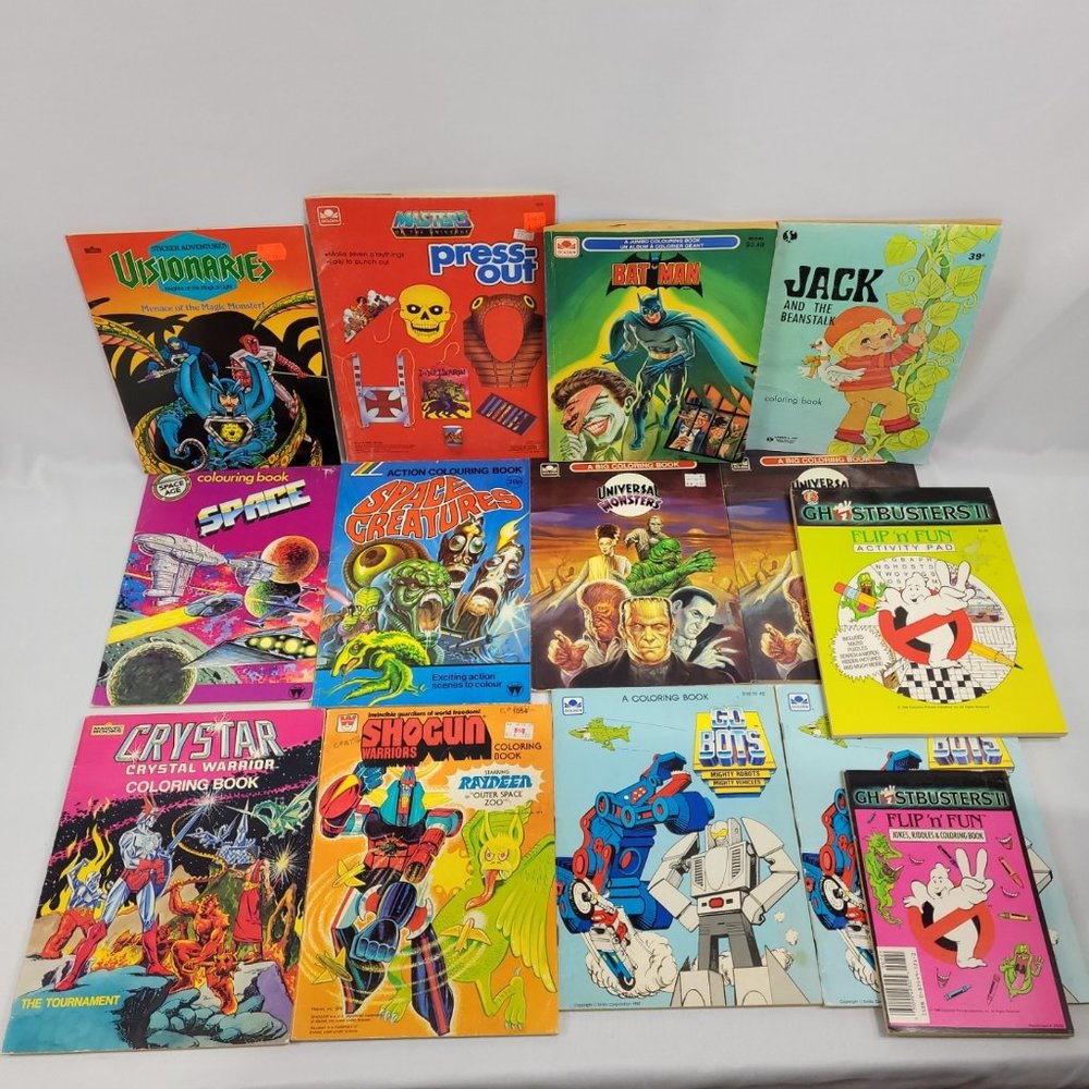 1980s Coloring Activity Book Lot 12 Vintage Softcover Shogun Crystar Gobot